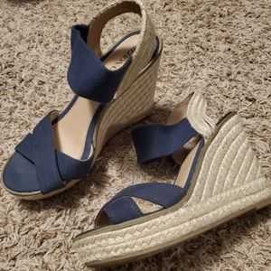 Navy espadrille wedges